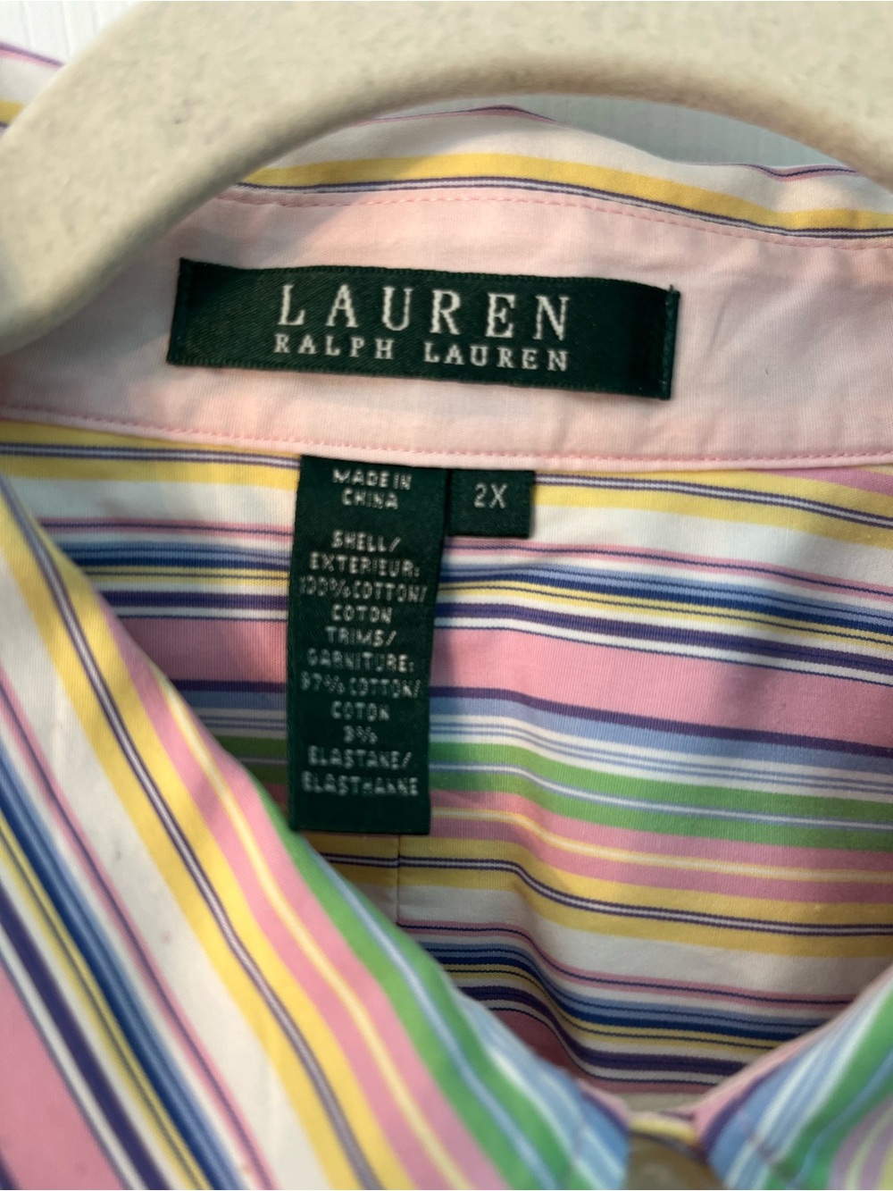 Lauren Ralph Lauren Multi-Color Striped Button-Down Long Sleeve Shirt 2X - Picture 3 of 3